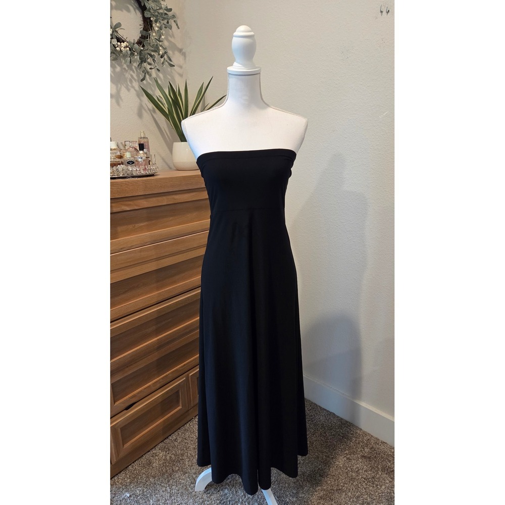J.B.S.‎ Ltd. Strapless Maxi Dress Empire Waist Black Minimalist 90s Style Size M